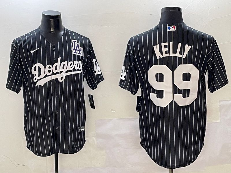 Men Los Angeles Dodgers #99 Kelly Black Stripe Jointly Name 2025 Nike MLB Jersey style 7